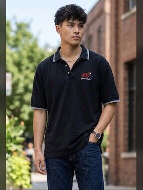 Vintage Y2K 2001 Disney 100 Years Of Magic Men's Black Short Sleeve Polo Shirt